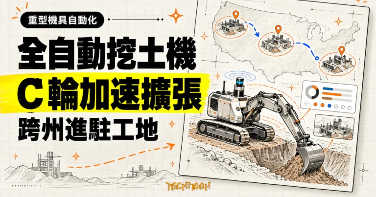 TechMoon 精選圖片：Bedrock Robotics 完成 6 億美元 C 輪融資，全自動挖土機從八月起收費的商業工地跨州擴張（概念圖）