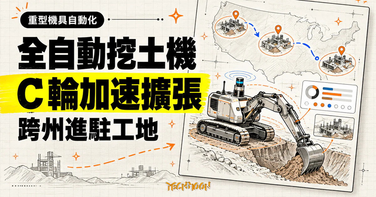 Bedrock Robotics 募得 6 億美元 C 輪,無人挖土機跨州擴張 1 TechMoon 精選圖片:Bedrock Robotics 完成 6 億美元 C 輪融資,全自動挖土機從八月起收費的商業工地跨州擴張(概念圖)