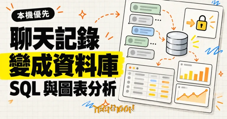 TechMoon 精選圖｜ChatLab 把 LINE 等聊天記錄收進本機 SQLite，再用 SQL 與圖表分析