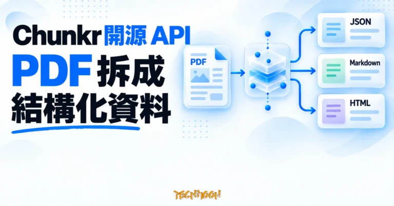 Chunkr:開源文件解析 API,把 PDF 拆成餵 AI 前的乾淨資料 2 TechMoon 精選圖|Chunkr 開源文件解析 API,將 PDF 經解析節點轉成 JSON、Markdown 與 HTML 結構化資料