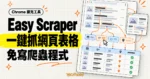 TechMoon 精選圖｜Easy Scraper Chrome 擴充工具，一鍵選取網頁列表與表格欄位並整理成可匯出的結構化資料