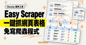 TechMoon 精選圖｜Easy Scraper Chrome 擴充工具，一鍵選取網頁列表與表格欄位並整理成可匯出的結構化資料