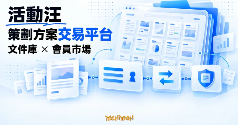 TechMoon 精選圖｜活動汪以多層策劃方案文件庫、會員卡與交換節點，呈現會員制方案交易市場。