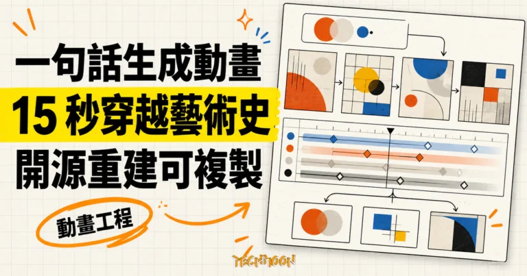 TechMoon 精選圖｜Fable 以一句話生成 15 秒藝術史動畫，並被開源重建成可複製的動畫工程。