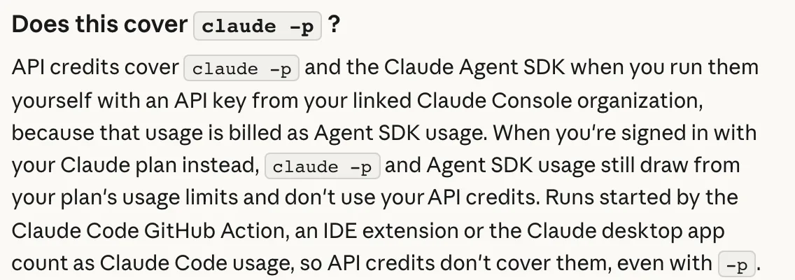 Claude 每月 API 額度:把贈額領進對的組織、分清能抵的用量 4 Claude 說明中心 FAQ 對 claude -p 的帳務分類說明,自行執行搭配連結組織金鑰才由贈額支付
