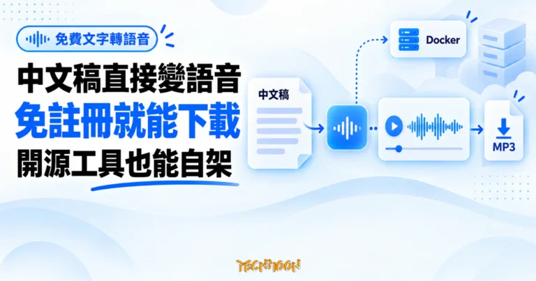 TechMoon 精選圖｜LibreTTS 免費文字轉語音：中文字稿經微軟語音生成波形並下載 MP3