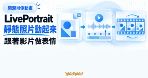 TechMoon 精選圖｜LivePortrait 讓一張靜態肖像跟著驅動影片改變表情與轉頭，將照片變成動畫影片