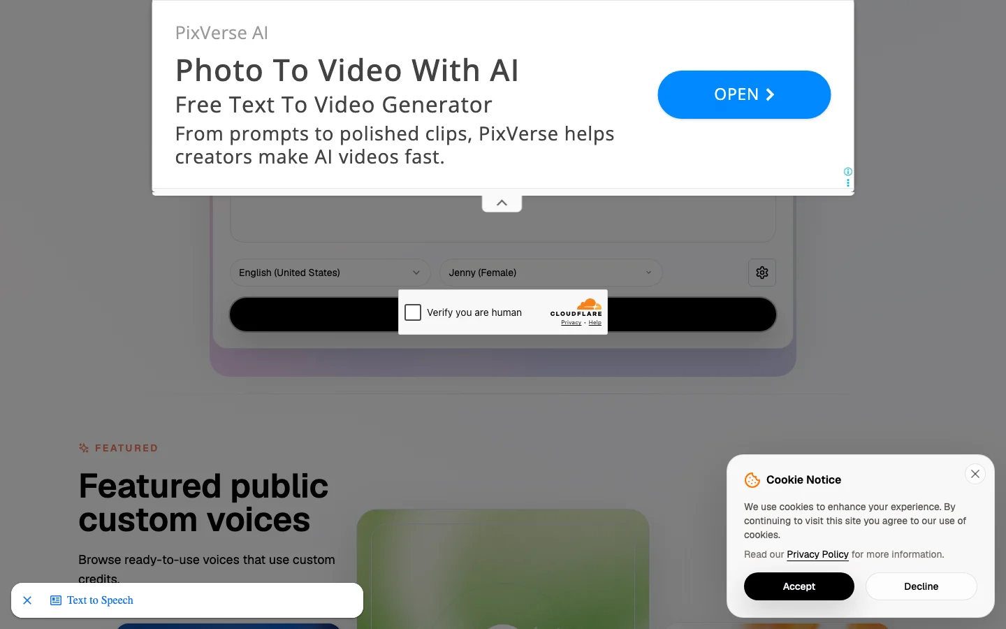 按下 Generate 後彈出 Cloudflare Verify you are human 人機驗證視窗