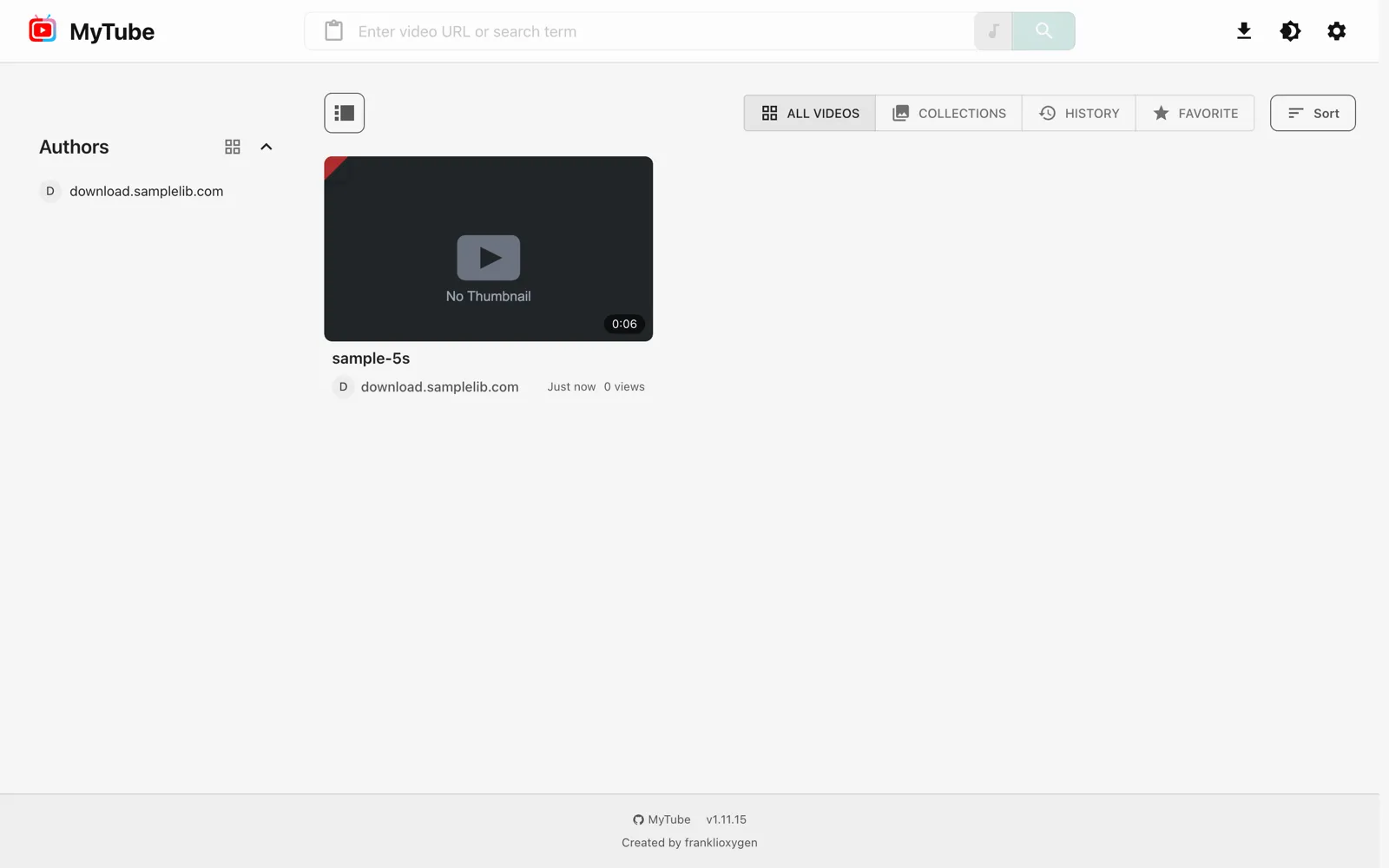 MyTube 媒體庫清單頁，顯示下載入庫後的影片卡片