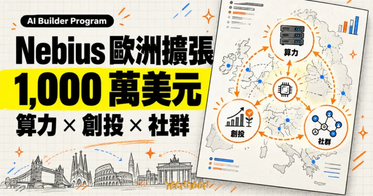 Nebius 歐洲擴張:把 1,000 萬美元支持拆成算力、創投與社群 5 TechMoon 精選圖|Nebius 擴大歐洲 AI Builder Program,以 1,000 萬美元支持算力、創投與社群