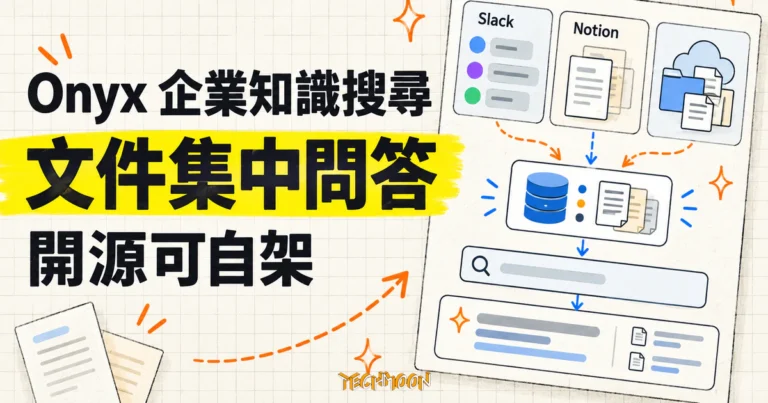 TechMoon 精選圖｜Onyx 開源企業知識搜尋，把 Slack、Notion 與雲端硬碟文件匯入可自架的 AI 問答與搜尋庫