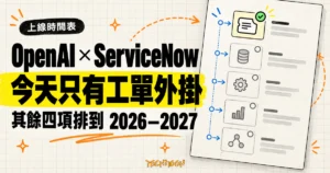 TechMoon 精選圖｜OpenAI 與 ServiceNow 擴大合作，目前只有工單外掛上線，其餘四項排到 2026 年底至 2027 年。