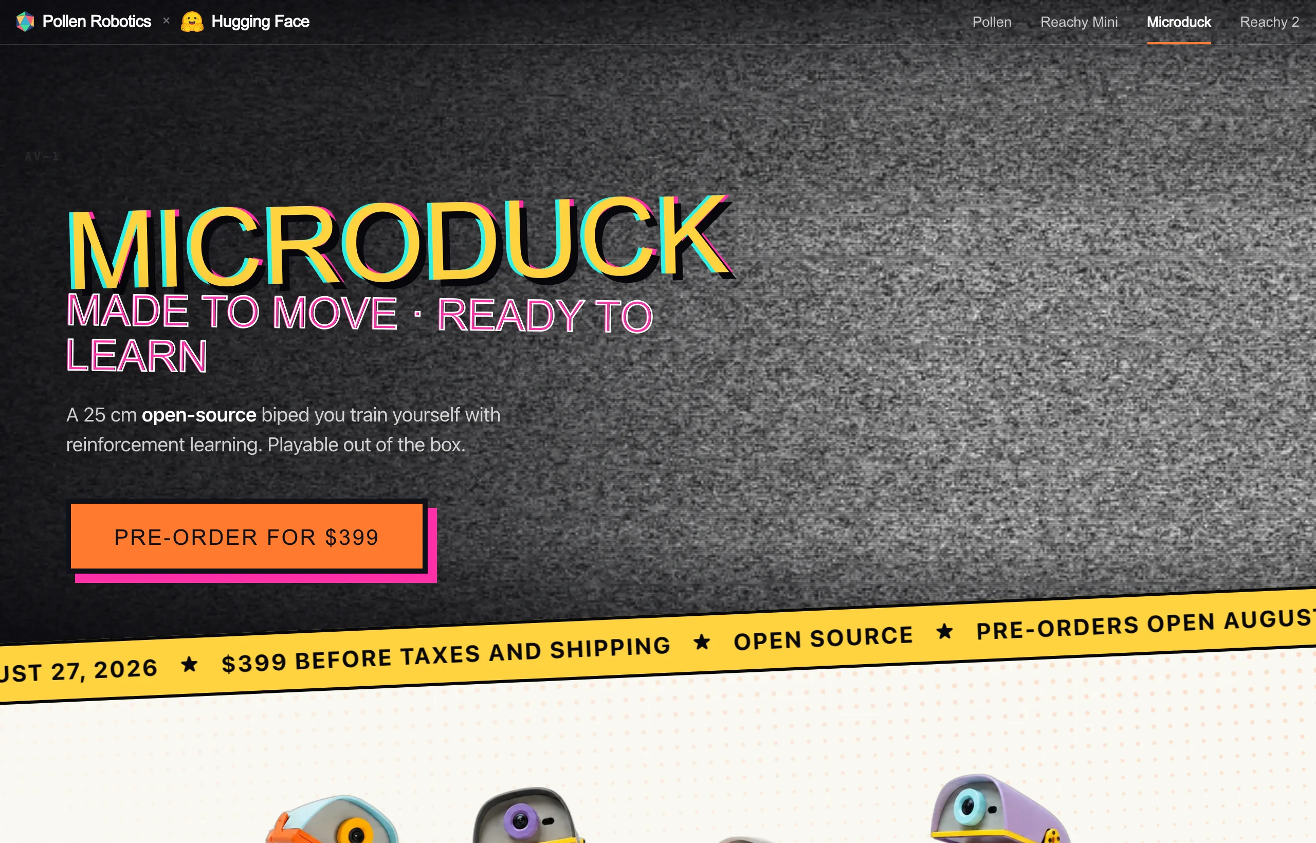 Microduck 是什麼?黃仁勳在 GTC 柏林請午睡的 399 美元機器鴨 2 Pollen Robotics 官方產品頁:Microduck 機器鴨,預購價 399 美元