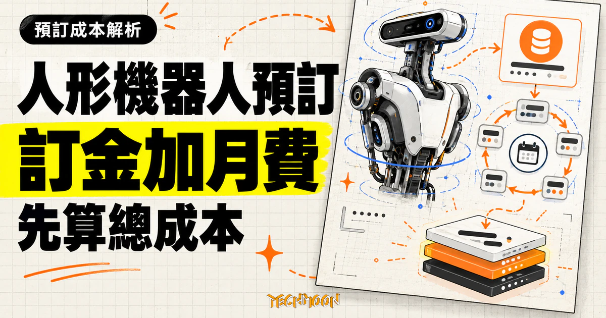 Realbotix Echo 開放預訂,算清 199 美元訂金與月費的總成本 1 TechMoon 精選圖|Realbotix Echo 人形機器人開放預訂,採訂金加月費訂閱制的成本結構概念圖。