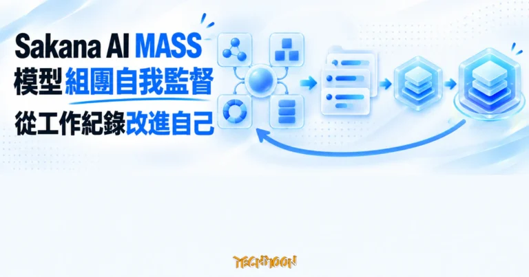 TechMoon 精選圖｜Sakana AI MASS 讓多個代理節點分工協作，再把工作紀錄回流訓練為更強的模型
