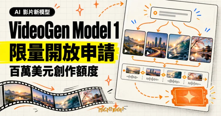 TechMoon 精選圖｜VideoGen Model 1 限量開放申請，可將一句提示擴寫為多鏡頭短片。