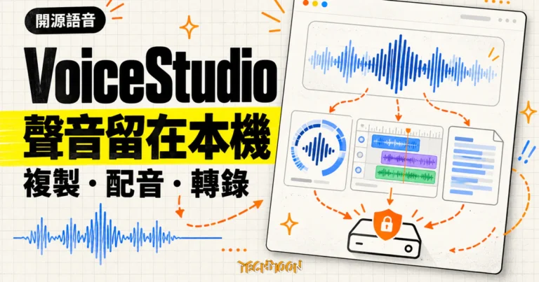 VoiceStudio 開源配音工作台:聲音複製、配音與轉錄留在本機 3 TechMoon 精選圖|VoiceStudio 開源本機語音工作台,以波形、配音時間軸與轉錄文件呈現聲音複製、配音和轉錄留在本機