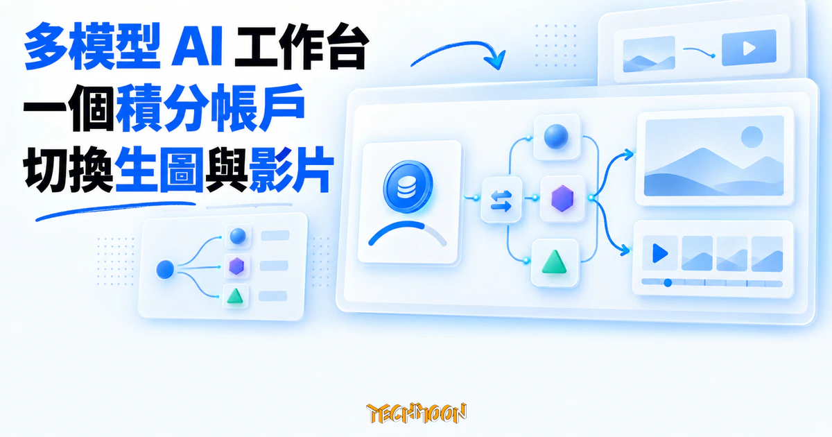 AI 生圖聚合平台 YuanbaoPower:一個帳戶橫向比 29 個模型 1 TechMoon 精選圖|多模型 AI 網頁工作台以一個積分帳戶切換生圖與影片引擎